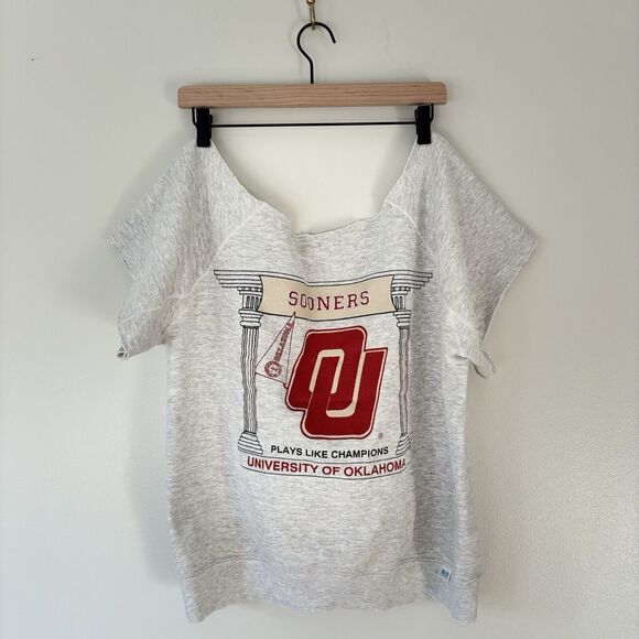 Vintage 80s Discus Athletic Sweatshirt OU Oklahoma Sooners Football Medium USA - Picture 2 of 16